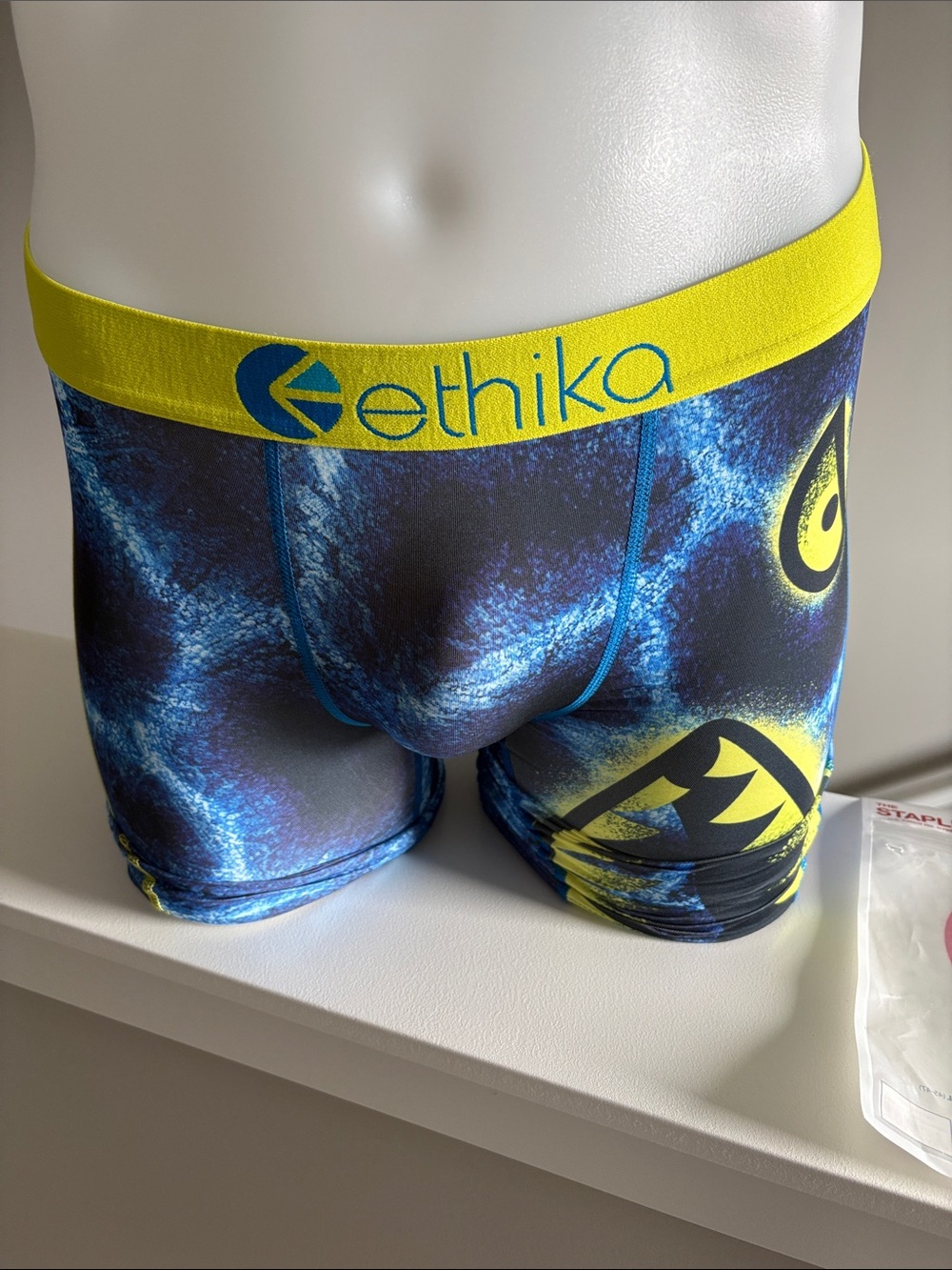 ethika Blue and Yellow Men’s Boxer Briefs - Graphic Waistband